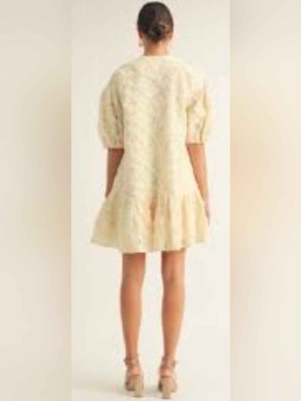 NWT AROSE STUDIO Maia Cotton Eyelet Lace Mini Dress Large Ivory Boho Cottagecore - Picture 2 of 11
